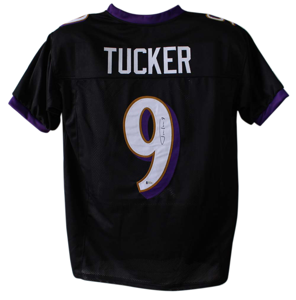 Justin Tucker Autographed/Signed Baltimore Ravens Black XL Jersey BAS 24123