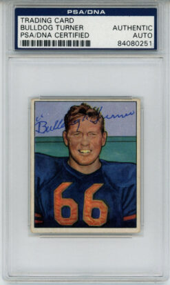 Clyde Bulldog Turner Signed 1950 Bowman #28 Gum Trading Card PSA Slab