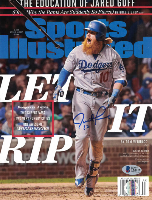 Justin Turner Signed Los Angeles Dodgers Sports Illustrated Magazine BAS 27344