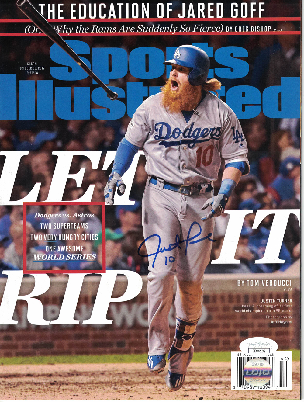 justin turner autographed jersey