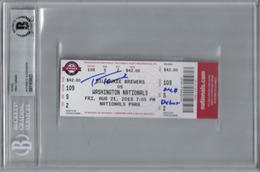 Trea Turner Autographed Washington Nationals Ticket MLB Debut BAS Slab 25300