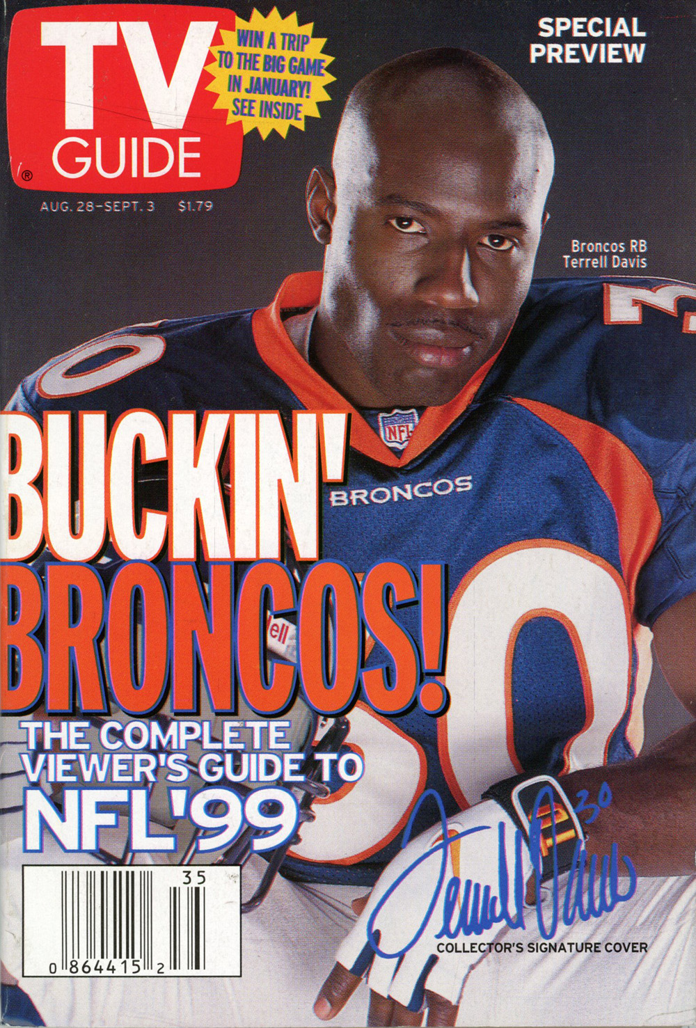 1999 TV Guide August 28 - September 3 Terrell Davis Cover