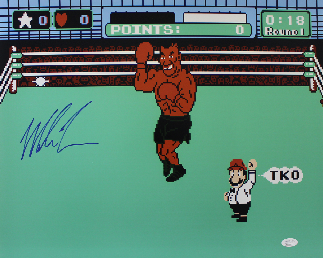 Mike Tyson Autographed/Signed Punchout Boxing 16x20 Photo JSA