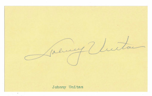 Johnny Unitas Autographed/Signed Baltimore Colts Index Card BAS 27078