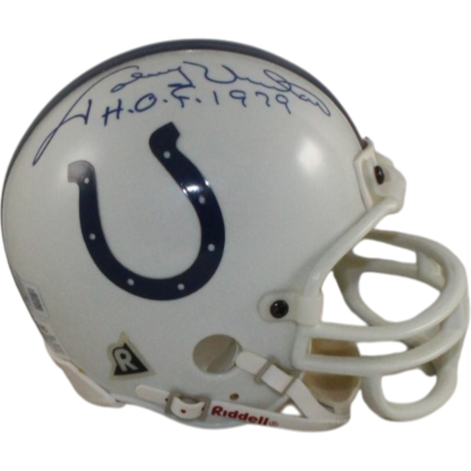 Johnny Unitas Autographed Baltimore Colts VSR4 Rep Mini Helmet Beckett 55424