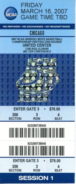 2007 First Round March Madness UNLV Rebels Georgia Tech Ticket Session 1 55556