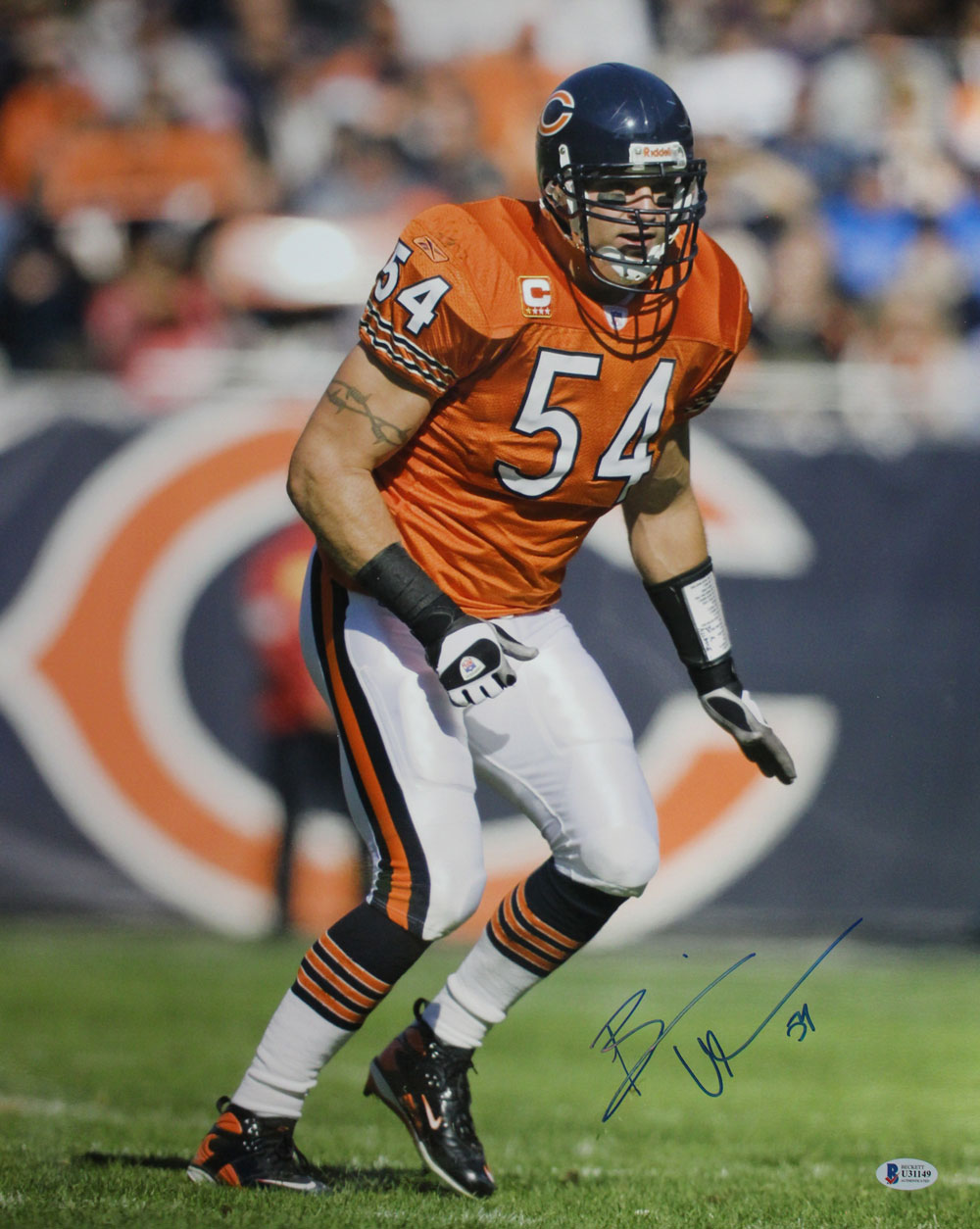 Brian Urlacher Autographed/Signed Chicago Bears 16x20 Photo BAS 29284