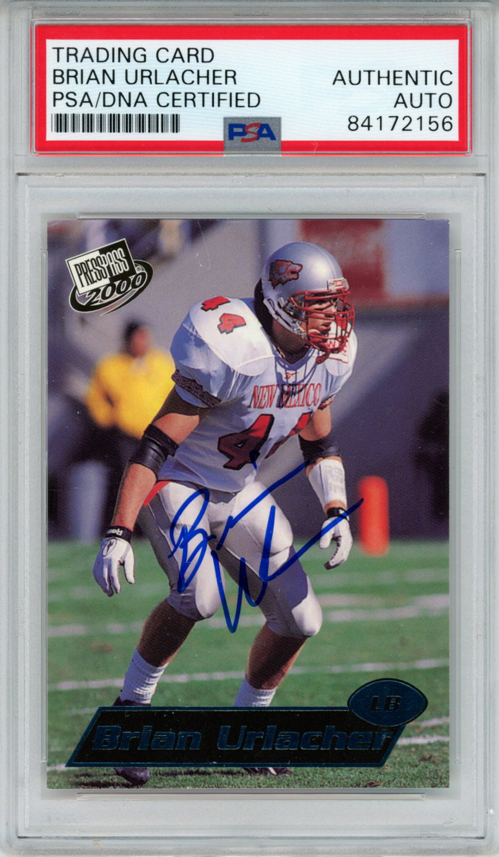 Brian Urlacher Autographed 2000 Press Pass #8 Rookie Card PSA Slab 32879