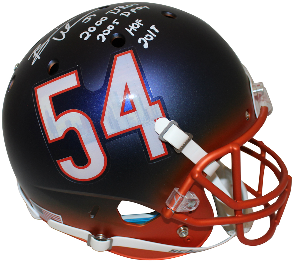 Brian Urlacher Signed Custom 54 Chicago Bears FS Shutt Helmet Beckett