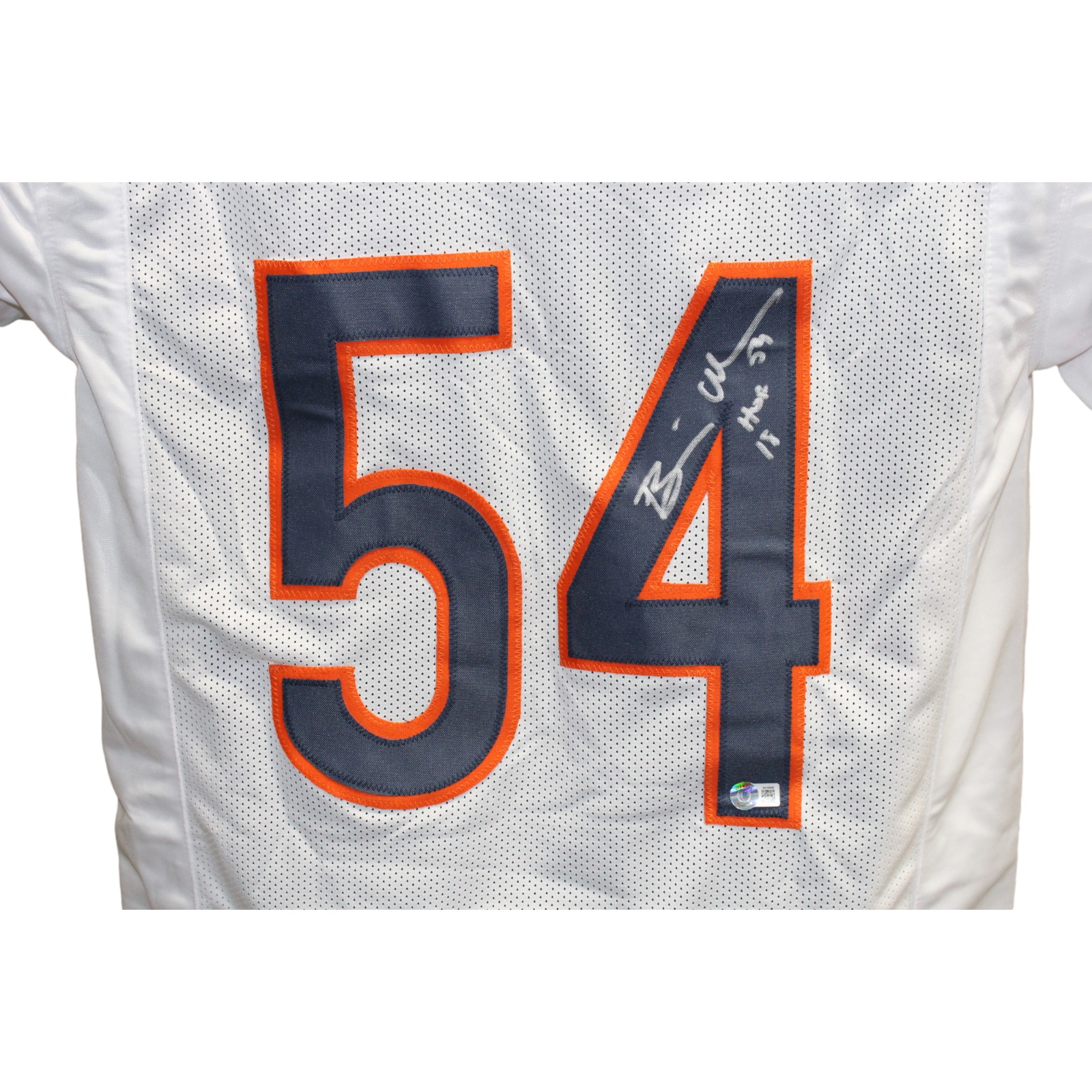 Brian Urlacher Autographed/Signed Pro Style White Jersey HOF Beckett