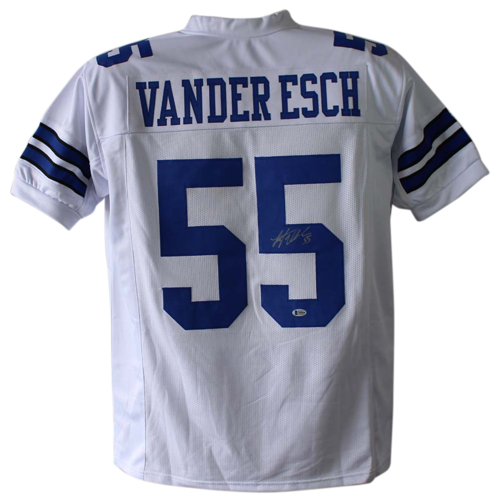 Leighton Vander Esch Autographed Dallas Cowboys White XL Jersey BAS 24127