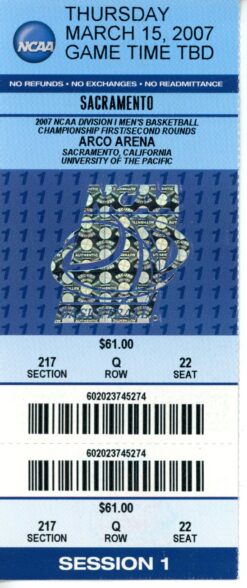2007 First Round March Madness Vanderbilt vs. George Washington Ticket 55557