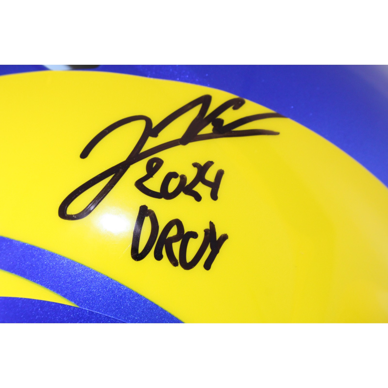 Jared Verse Autographed Los Angeles Rams Authentic Helmet 24 DROY Beckett 51875 2 Jared Verse Autographed Los Angeles Rams Authentic Helmet 24 DROY Beckett 51875