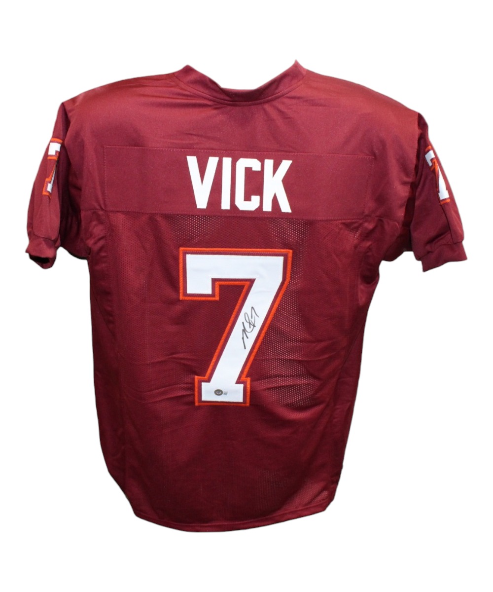Michael Vick Autographed/Signed College Style Maroon Jersey Beckett 