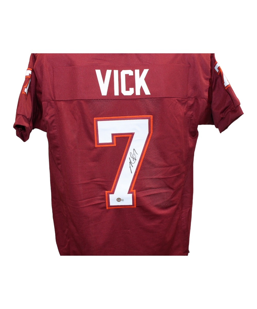 Michael Vick Autographed/Signed College Style Maroon Jersey Beckett