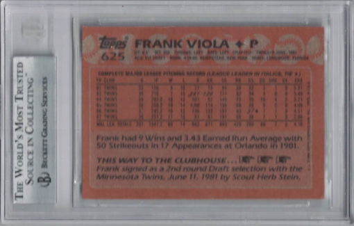 Frank Viola Autographed Minnesota Twins 1988 Topps #625 Trading Card BAS 27030