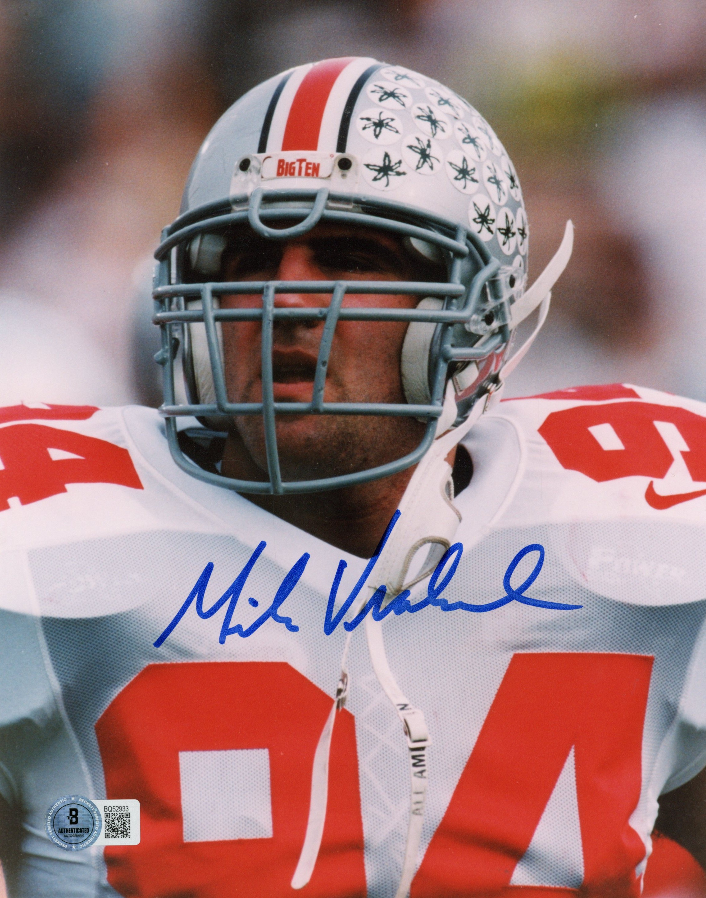 Mike Vrabel Autographed/Signed Ohio State Buckeyes 8x10 Photo Beckett 57444