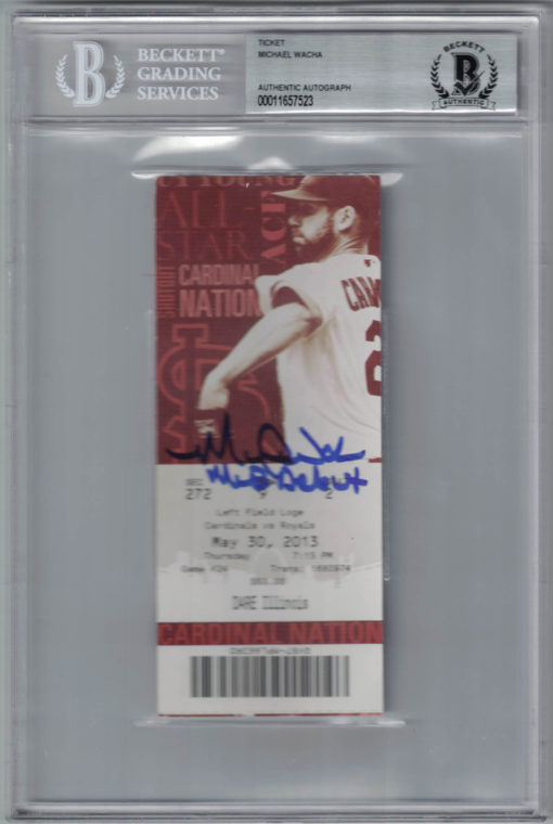 Michael Wacha Autographed St Louis Cardinals Ticket MLB Debut BAS Slab 25302