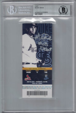 Michael Wacha Autographed St Louis Cardinals Ticket MLB Debut BAS Slab 25301