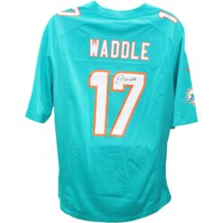 Jaylen Waddle Autographed Miami Dolphina Aqua Nike Jersey FAN 45792
