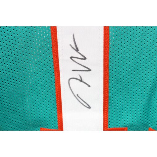 Jaylen Waddle Autographed/Signed Pro Style sz XL Teal Jersey Beckett 43443