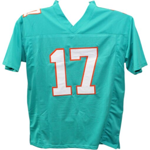 Jaylen Waddle Autographed/Signed Pro Style sz XL Teal Jersey Beckett 43443