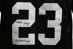 Mike Wagner Autographed/Signed Pro Style Black XL Jersey 4x SB Champs JSA 25129