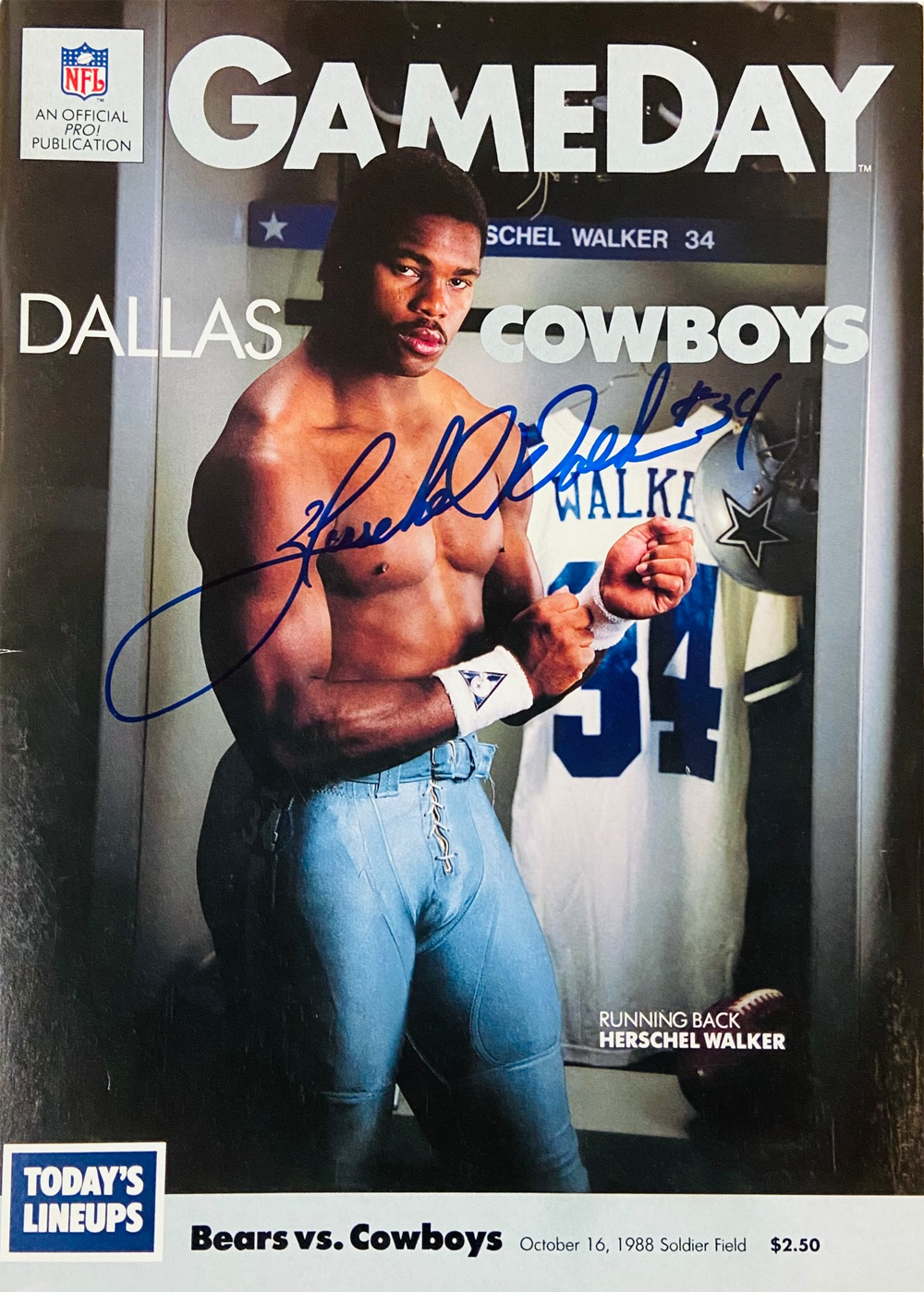 Herschel Walker Signed Cowboys 10/16/1988 Gameday Magazine Beckett