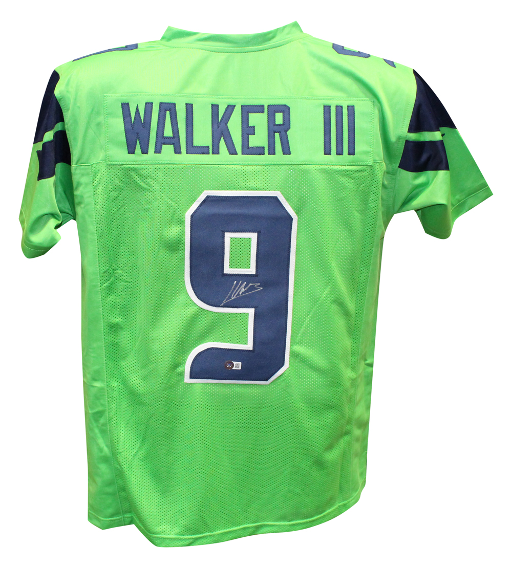 Kenneth Walker Autographed/Signed Pro Style Green Jersey Beckett
