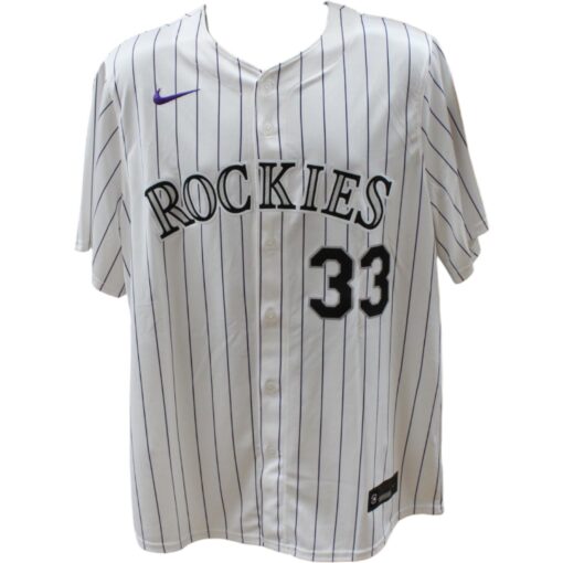 Larry Walker Autographed Colorado Rockies White Nike Jersey HOF TRI 47364