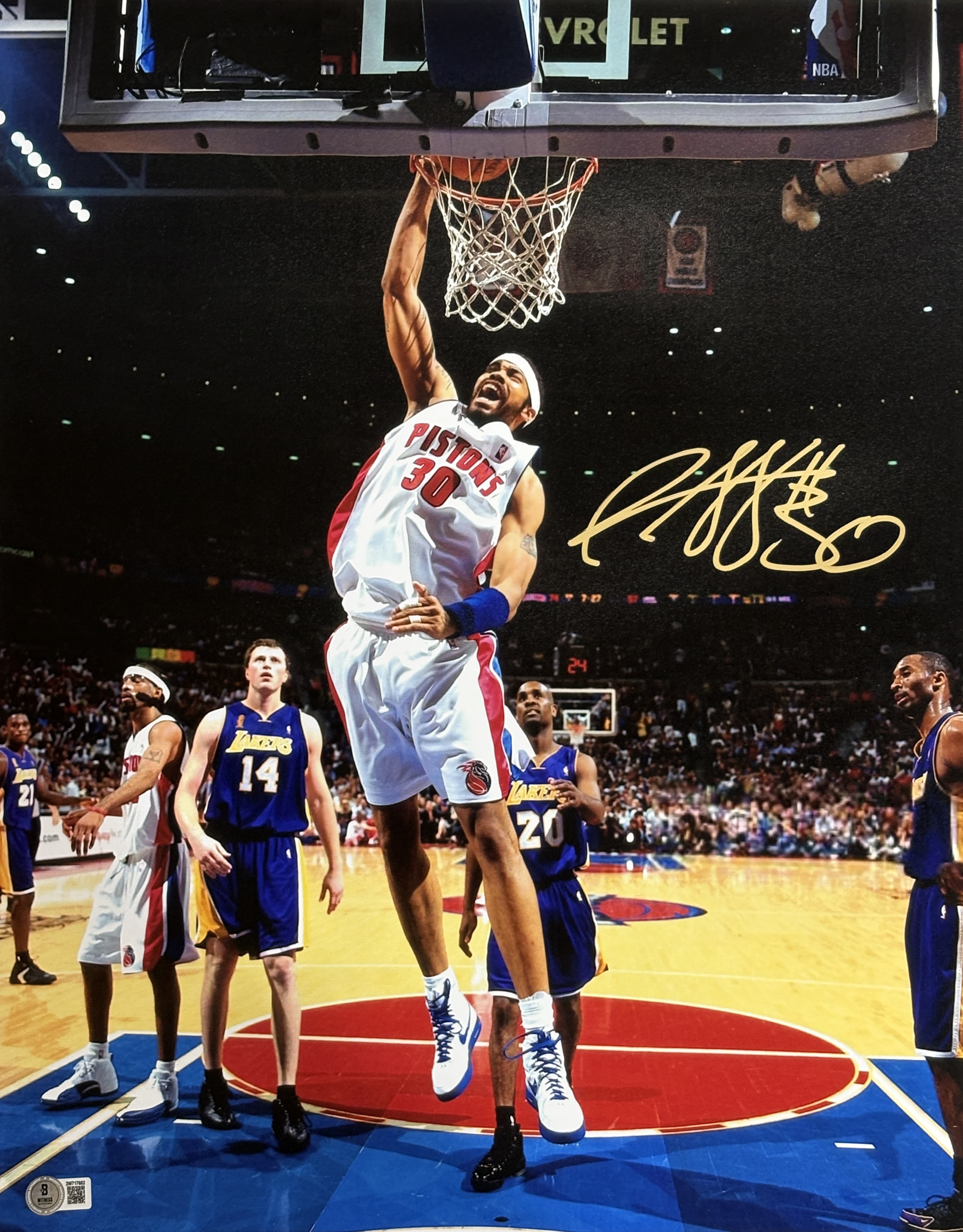 Rasheed Wallace Autographed Detroit Pistons 16x20 Photo Beckett 54833
