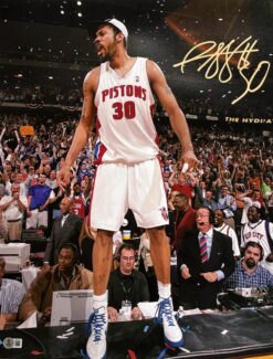 Rasheed Wallace Autographed Detroit Pistons 16x20 Photo Beckett 54821