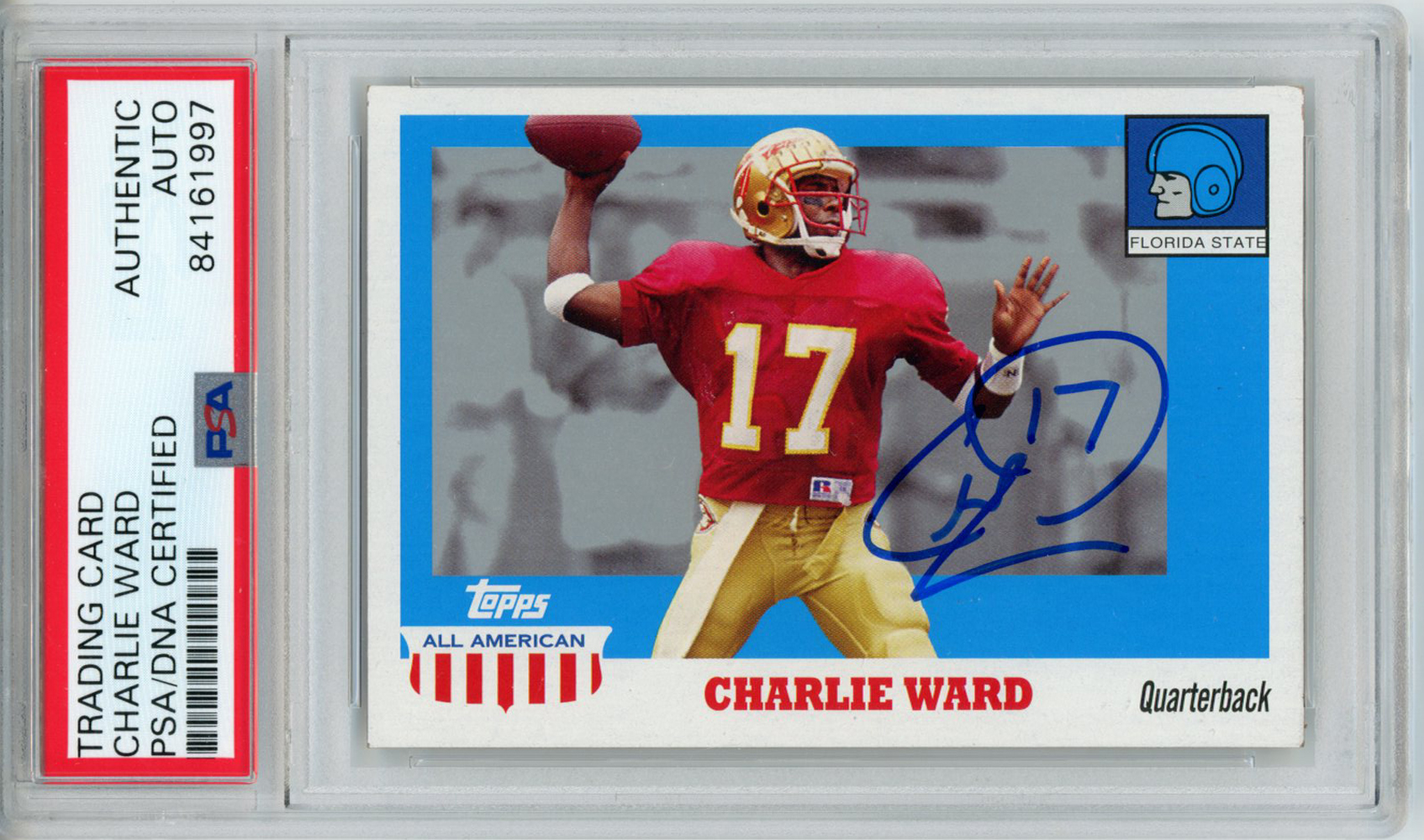 Charlie Ward Autographed 2005 Topps All American Trading Card PSA Slab 32619