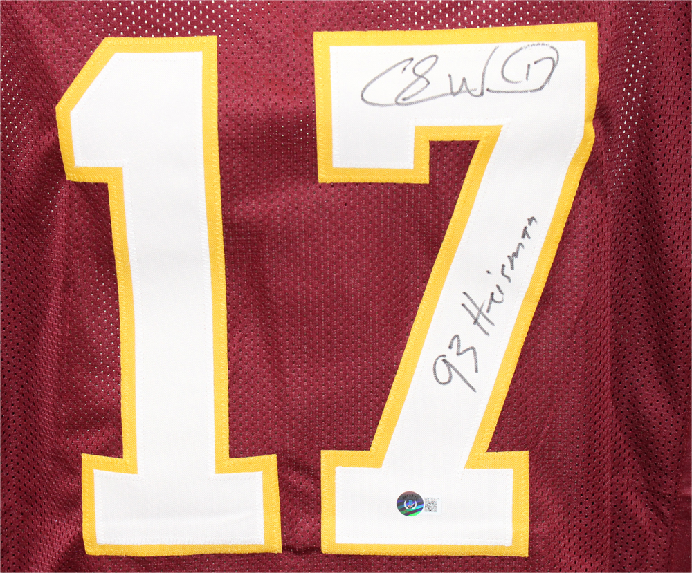 Charlie Ward Signed College Style Burgandy XL Jersey Heisman Beckett