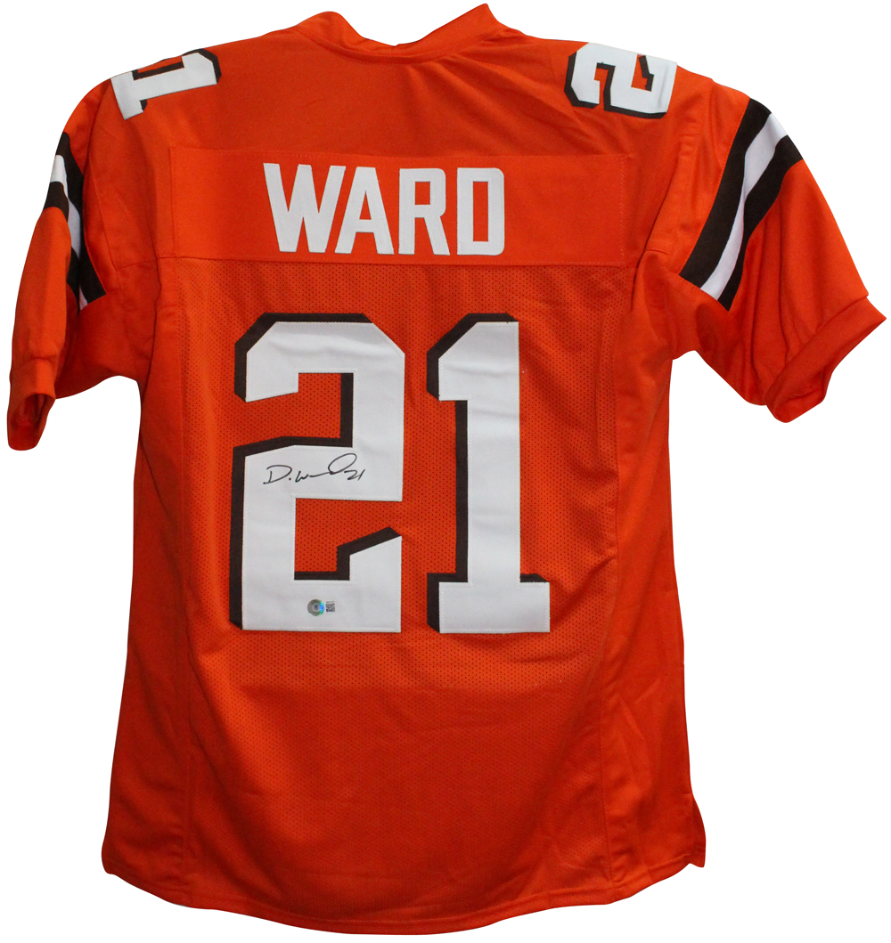 Denzel Ward Autographed/Signed Pro Style Orange XL Jersey Beckett BAS