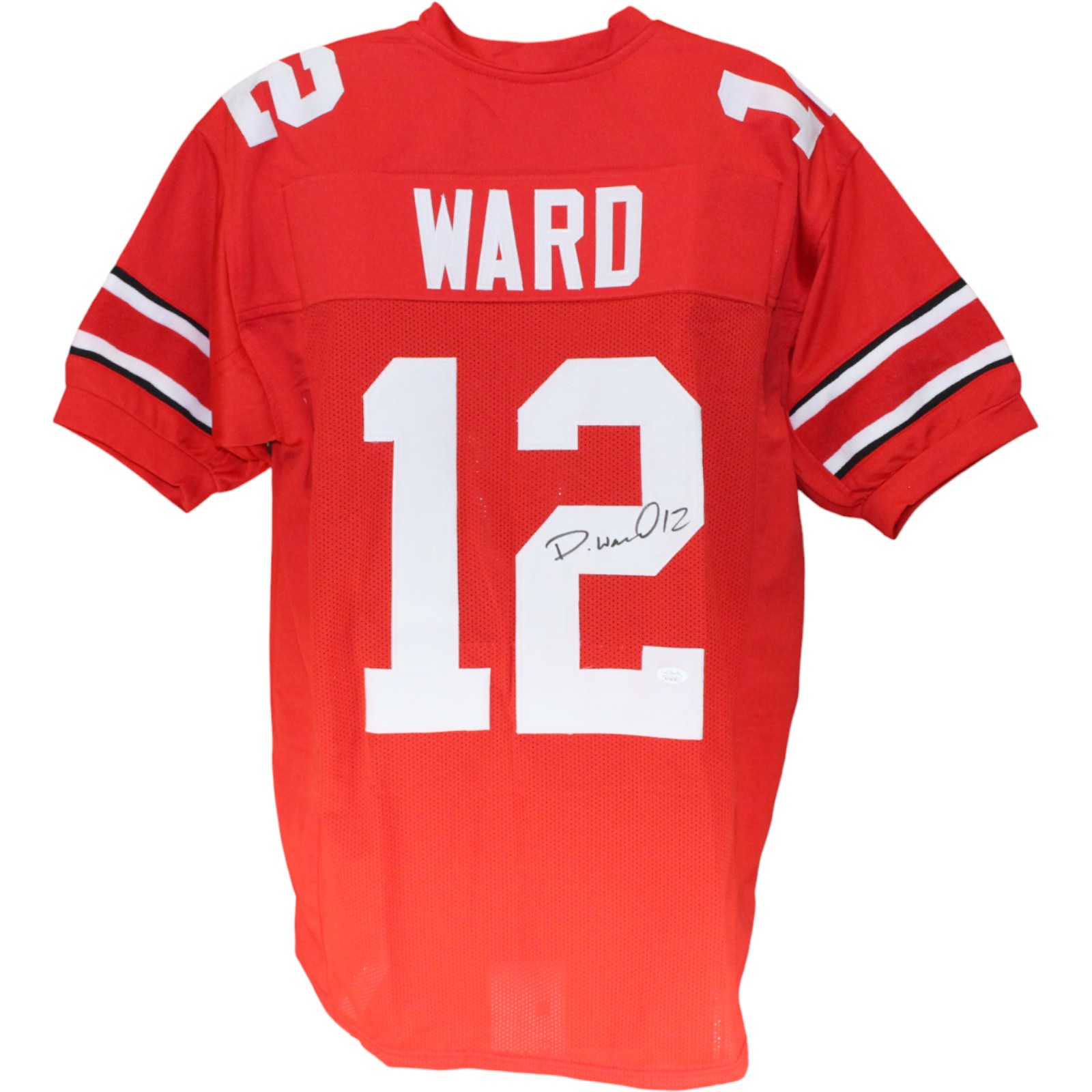 Denzel Ward Autographed/Signed College Style Size XL Red Jersey JSA 53094 1 Denzel Ward Autographed/Signed College Style Size XL Red Jersey JSA 53094