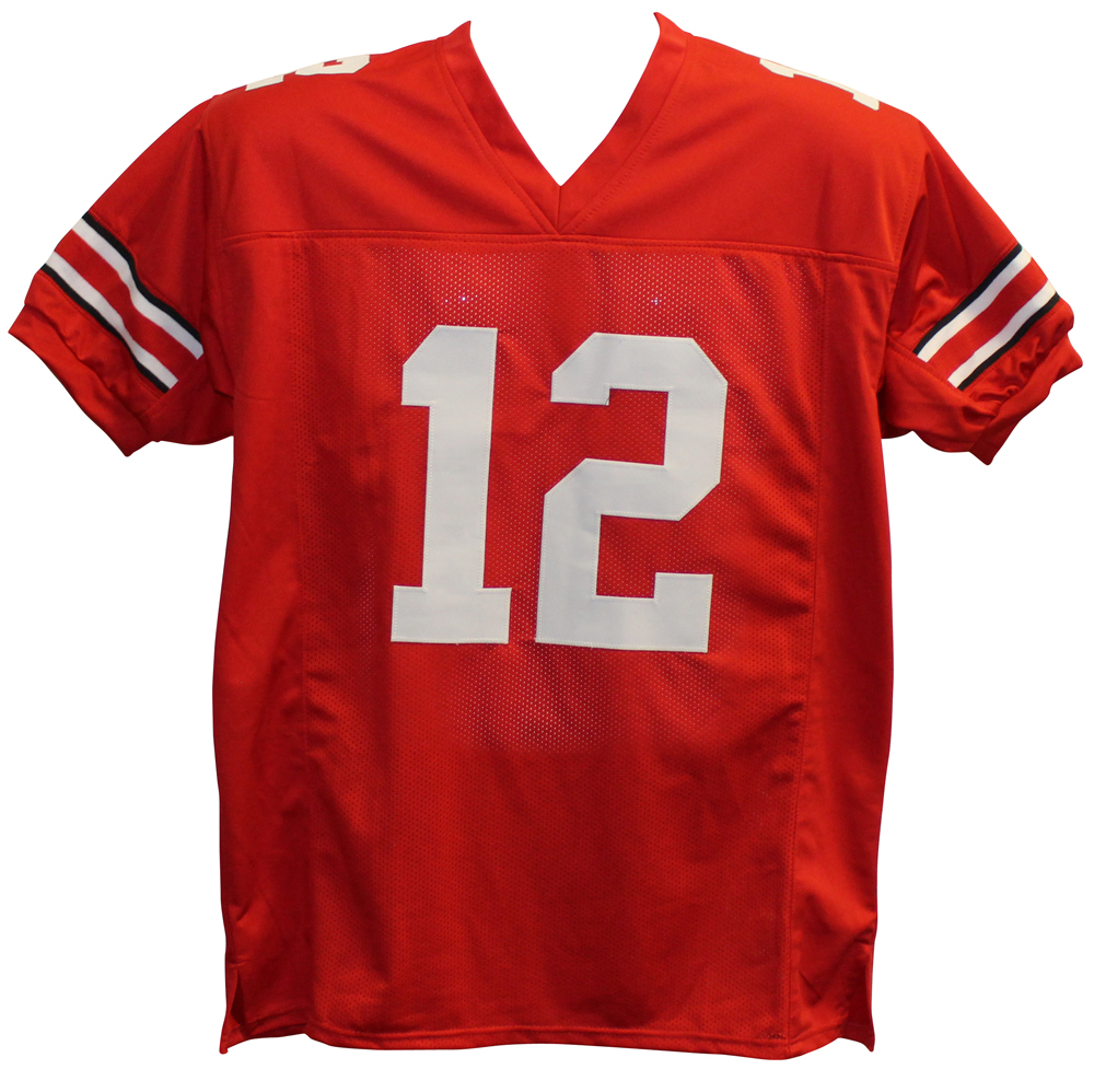 Denzel Ward Autographed/Signed College Style Red XL Jersey JSA