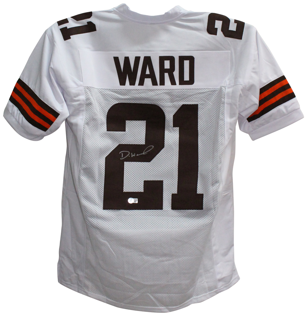 Denzel Ward Autographed/Signed Pro Style White XL Jersey Beckett BAS