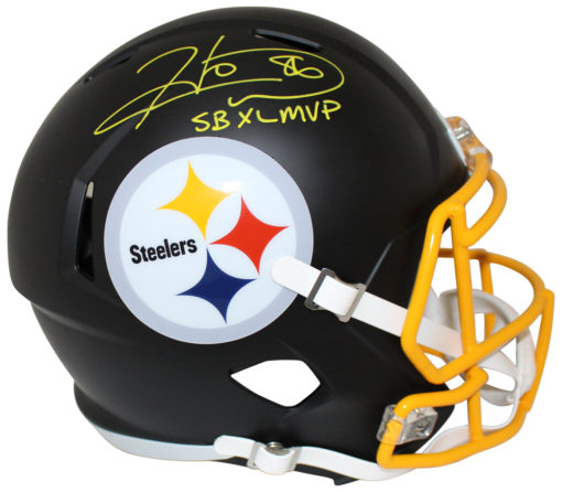 Hines Ward Signed Pittsburgh Steelers Black Matte Replica Helmet MVP BAS 24225