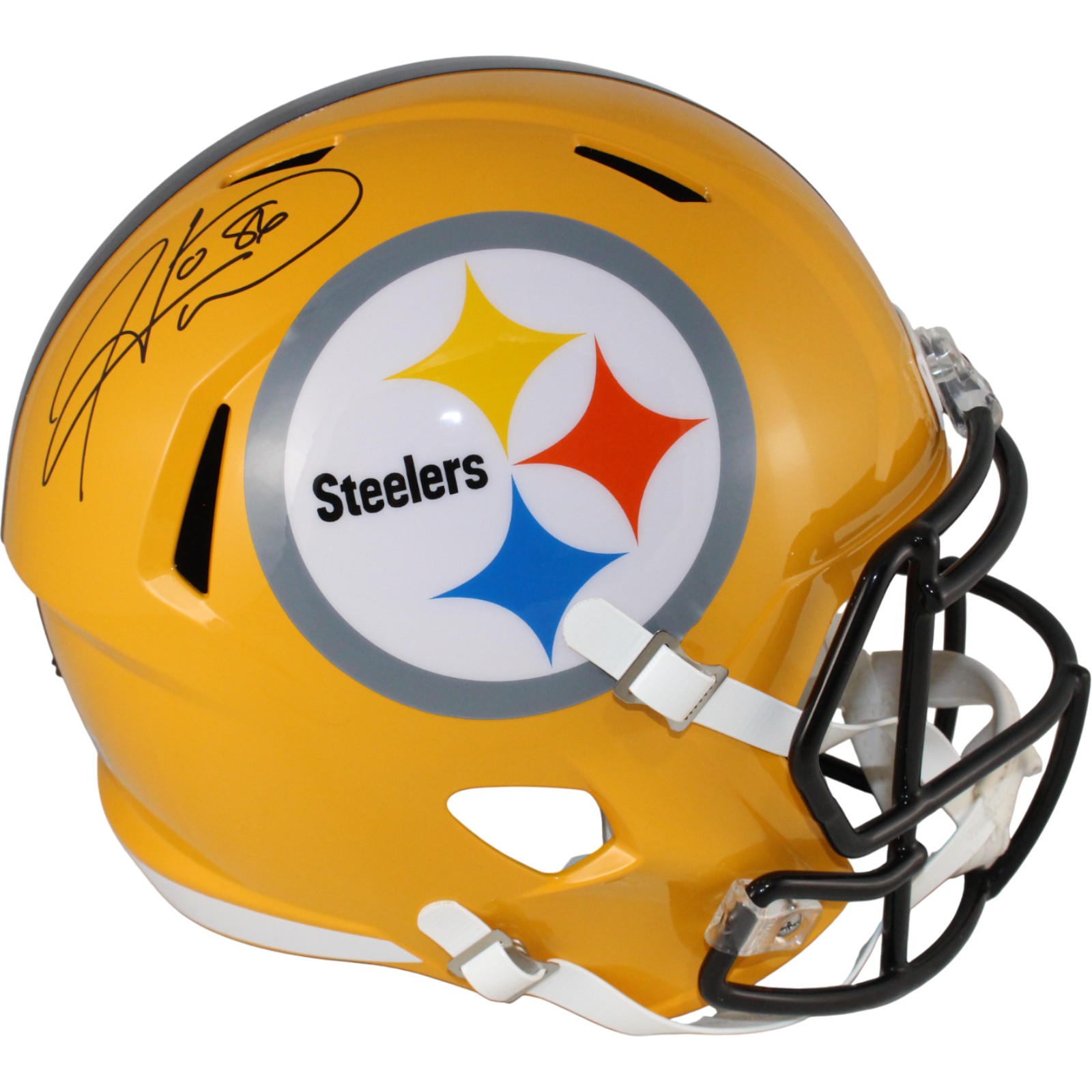 Hines Ward Autographed Pittsburgh Steelers F/S Gold Helmet Beckett Witness 54067