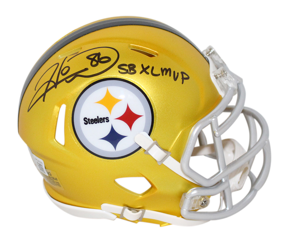 Hines Ward Autographed Pittsburgh Steelers Blaze Mini Helmet SB MVP BAS 32478