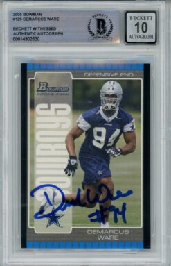 Demarcus Ware Signed Cowboys 2005 Bowman #129 Beckett Auto 10 
