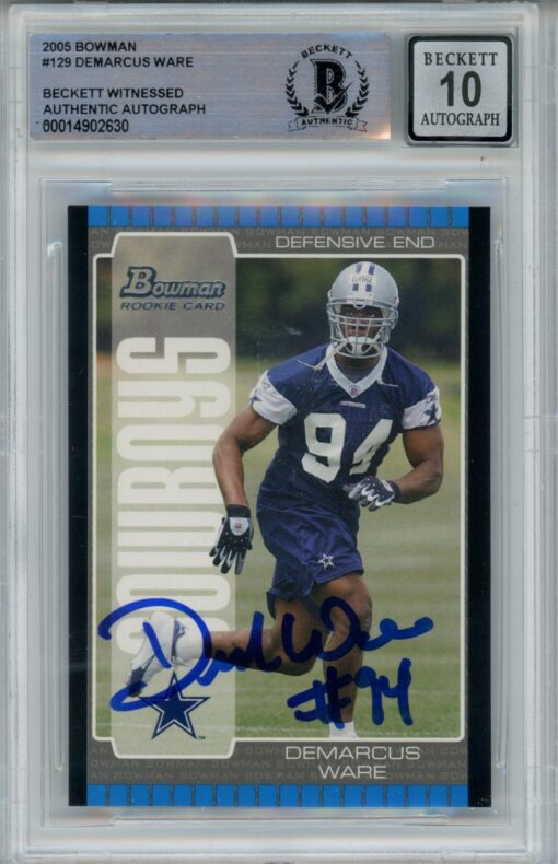 Demarcus Ware Signed Cowboys 2005 Bowman #129 Beckett Auto 10