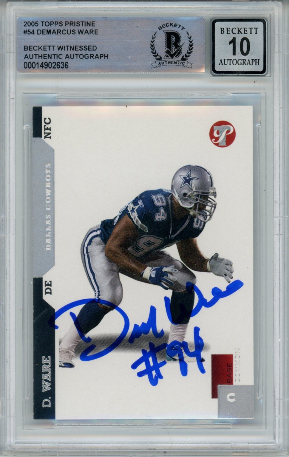 Demarcus Ware Signed Cowboys 2005 Pristine #54 Beckett Auto 10 