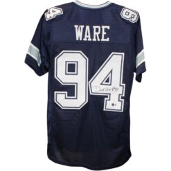Demarcus Ware Autographed/Signed Pro Style Blue XL Jersey Beckett Witness 51838