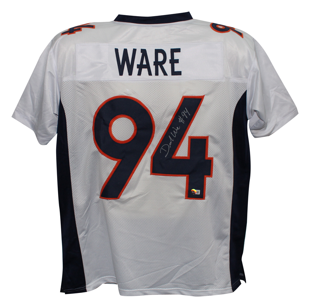 Demarcus Ware Autographed Pro Style White XL Jersey SB Champs Beckett