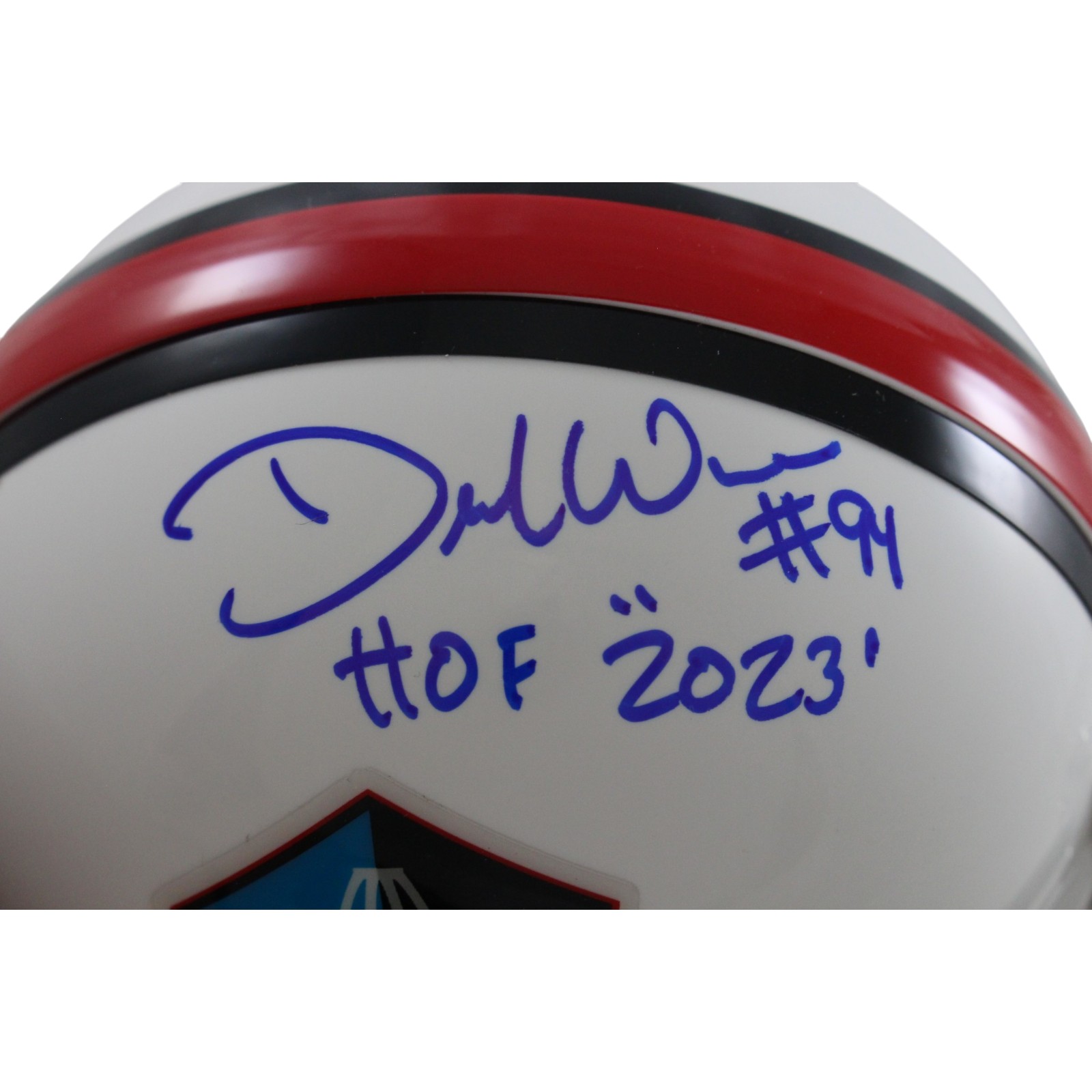 Demarcus Ware Autographed Hall of Fame HOF VSR4 Mini Helmet Beckett WIT 56381 2 Demarcus Ware Autographed Hall of Fame HOF VSR4 Mini Helmet Beckett WIT 56381