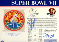 Jake Scott Paul Warfield Signed Miami Dolphins SB VII Patch Card Beckett 54941