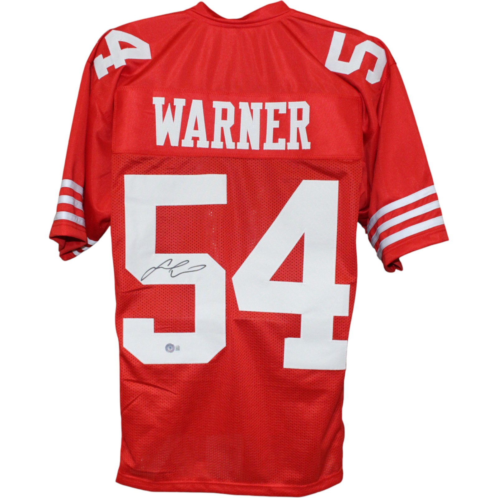 Fred Warner Autographed/Signed Pro Style XL Red Jersey Beckett Witness 53056