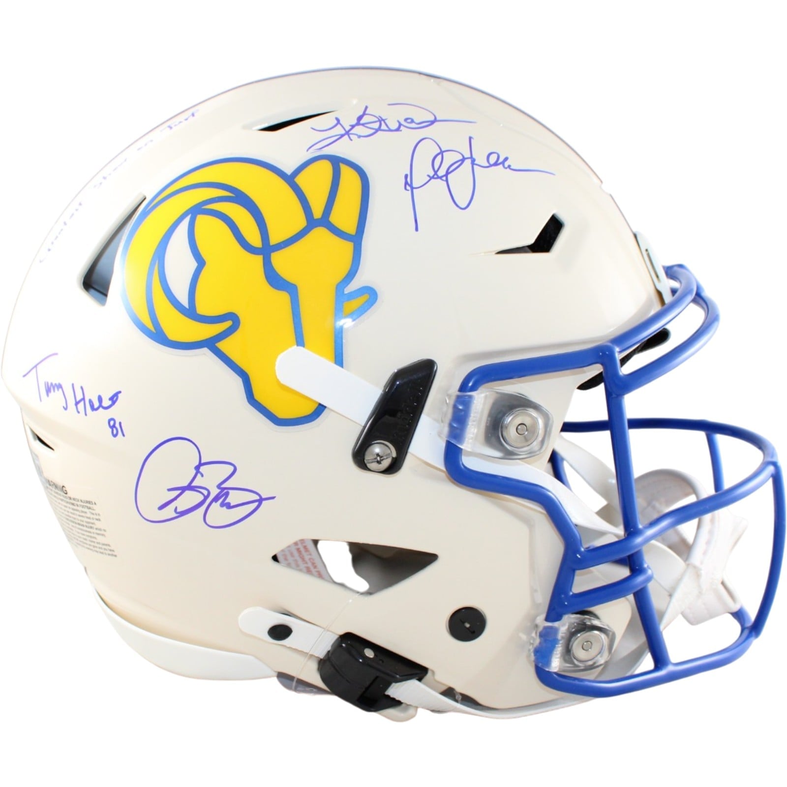Warner Holt Faulk Bruce Signed Los Angeles Rams SpeedFlex Retro Helmet BAS 58497
